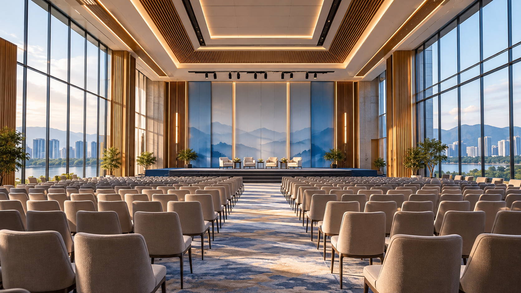 Illustrative view of a modern conference hall